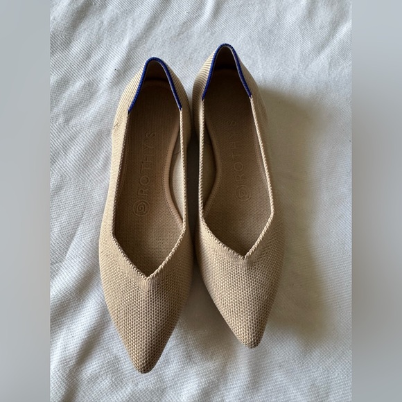 Rothy's Tan Flats with Blue Trim - Picture 2 of 10